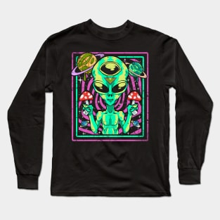 Space Alien Trippy Psychedelic Mushrooms Long Sleeve T-Shirt